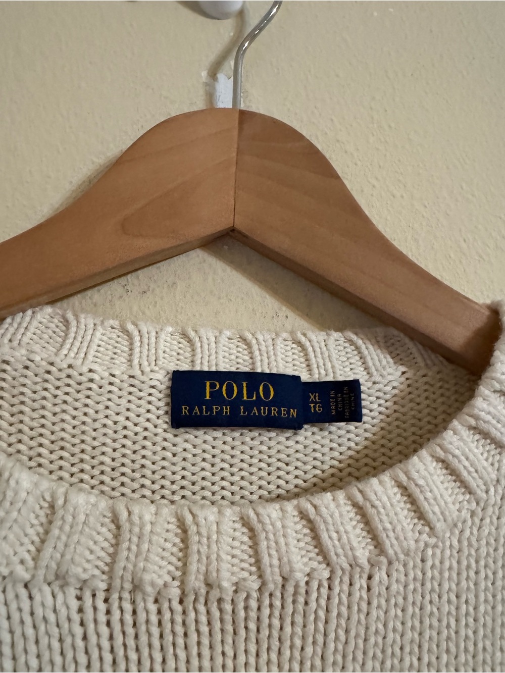 Polo Ralph Lauren American Flag Sweater USA Knit Crewneck Cream XL - Picture 3 of 5